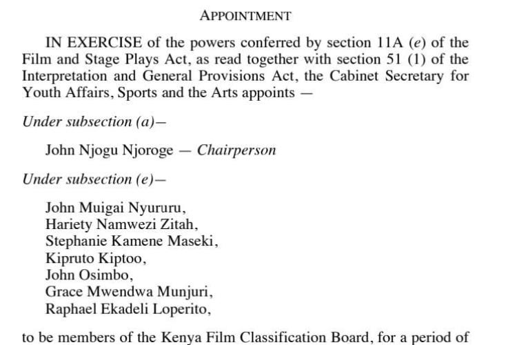 KFCB gets New Chairperson, Board of Directors