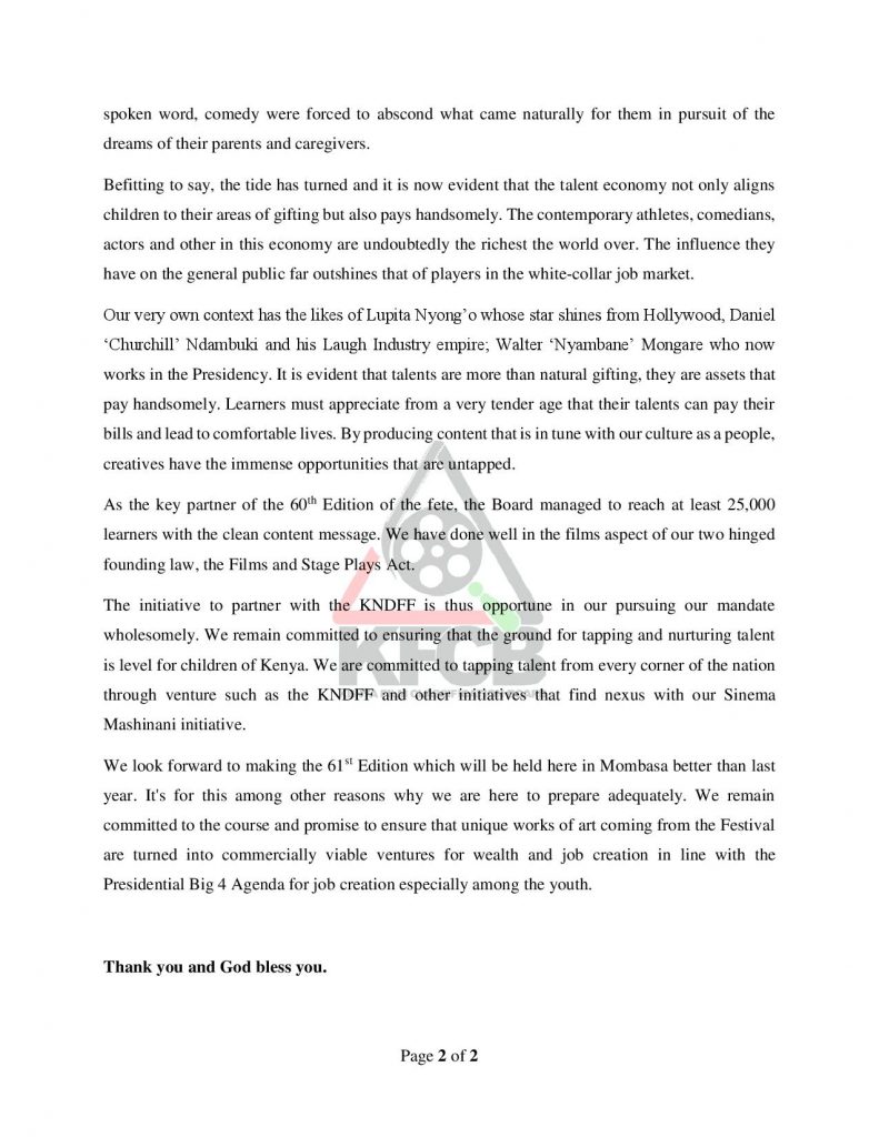 PRESS STATEMENT